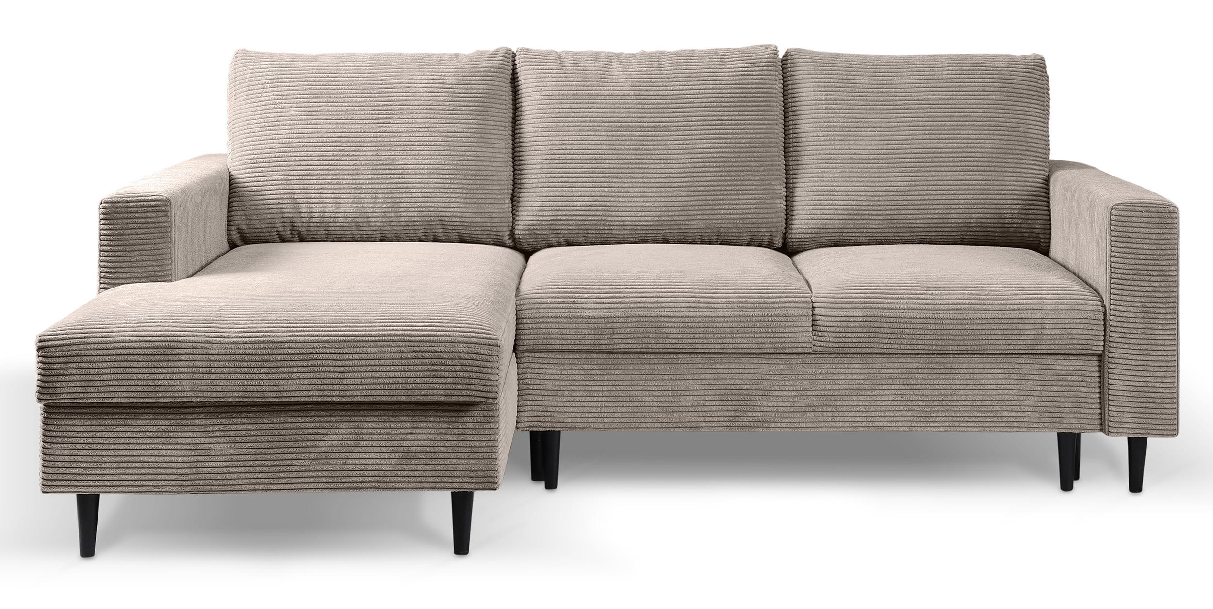 ECKSOFA Nalika Beige mit Cordbezug - Beige/Schwarz, Holz/Textil (230/143cm) - Selsey