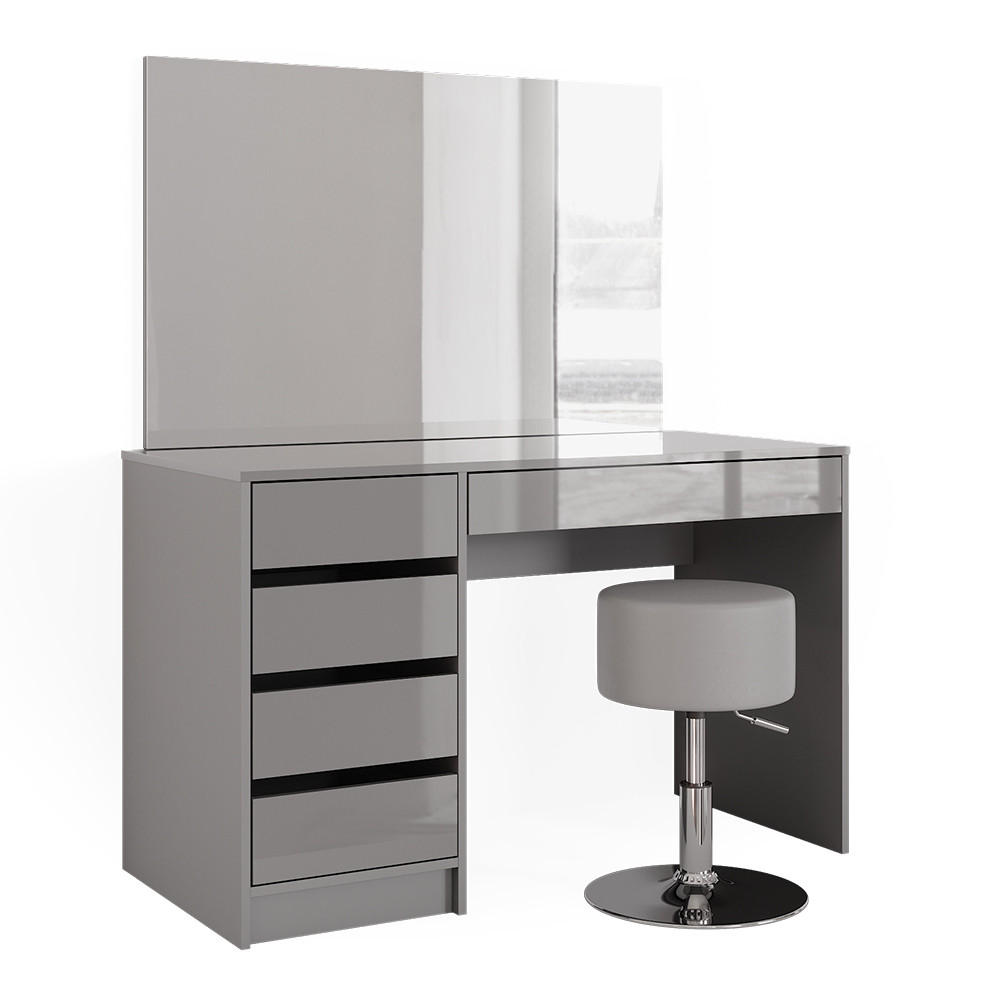 SCHMINKTISCH-SET Sherry Grau 120 cm mit Hocker - Grau, Holzwerkstoff (120/75/55cm) - Vicco