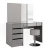 SCHMINKTISCH-SET Sherry Grau 120 cm mit Hocker - Grau, Holzwerkstoff (120/75/55cm) - Vicco