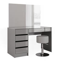 SCHMINKTISCH-SET Sherry Grau 120 cm mit Hocker - Grau, Holzwerkstoff (120/75/55cm) - Vicco