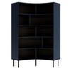 BÜCHERREGAL Horn, Marinblau, Bogenform, 10 Fächern - Schwarz/Dunkelblau, Holzwerkstoff/Metall (100/181/32cm) - Skandica