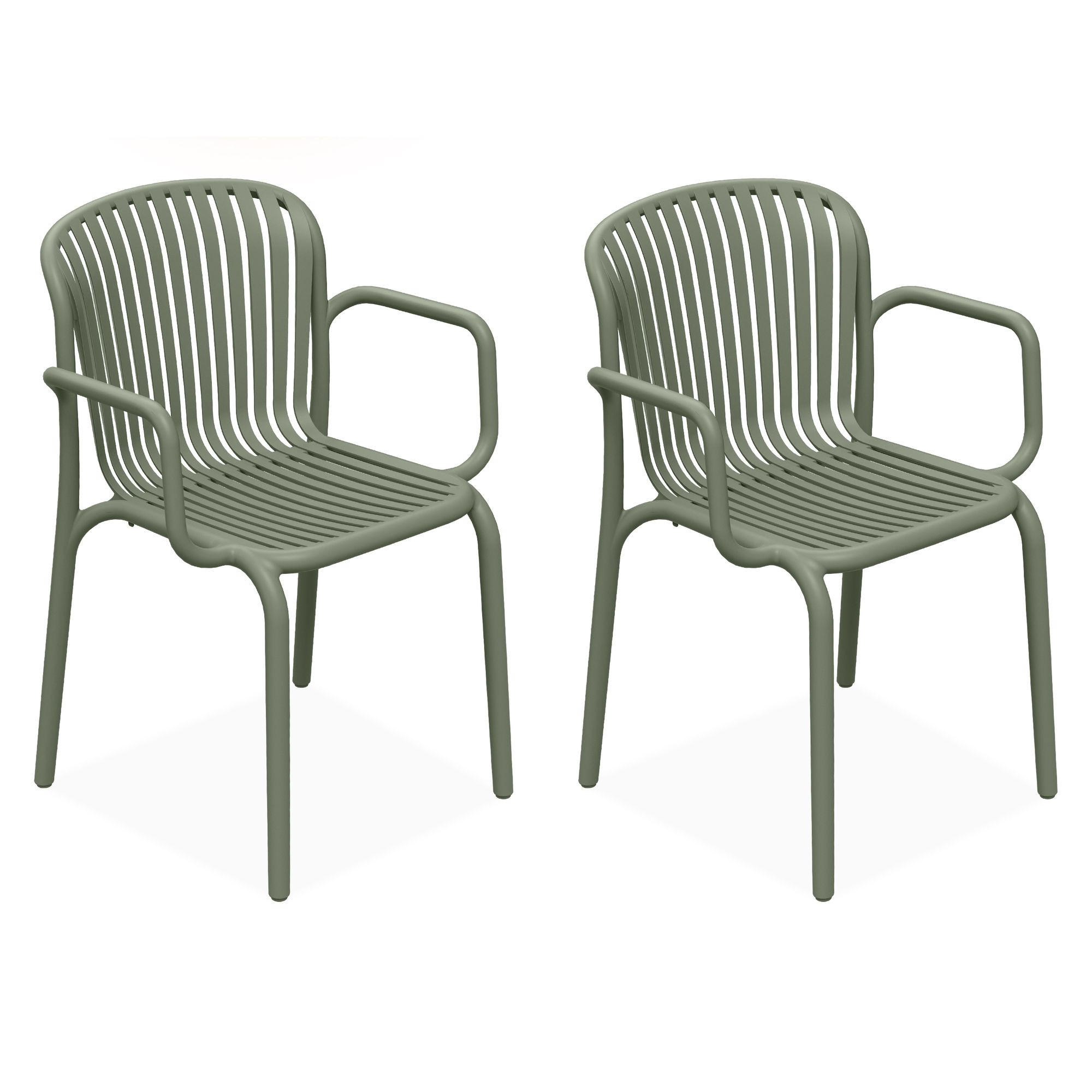 GARTENSTUHL FICCARI 2-er Set, Olive - Olivgrün, Kunststoff (57.5/82.5/53cm) - KONSIMO®