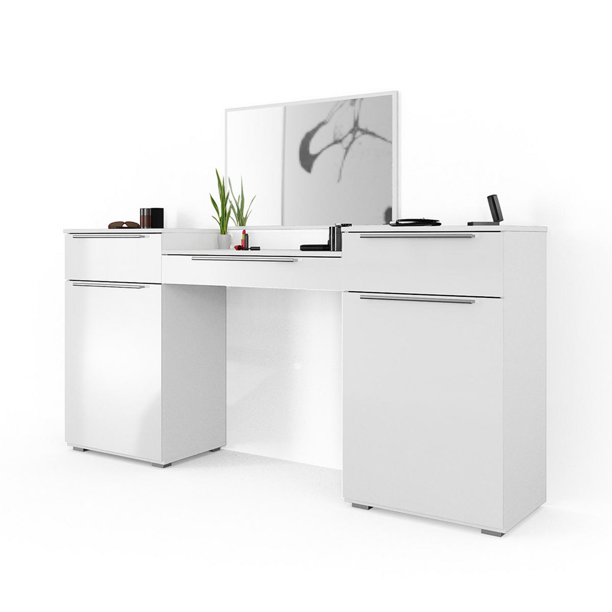 SCHMINKTISCH Lilli Weiß 190 cm - Weiß, Holzwerkstoff (190/90/39cm) - Vicco