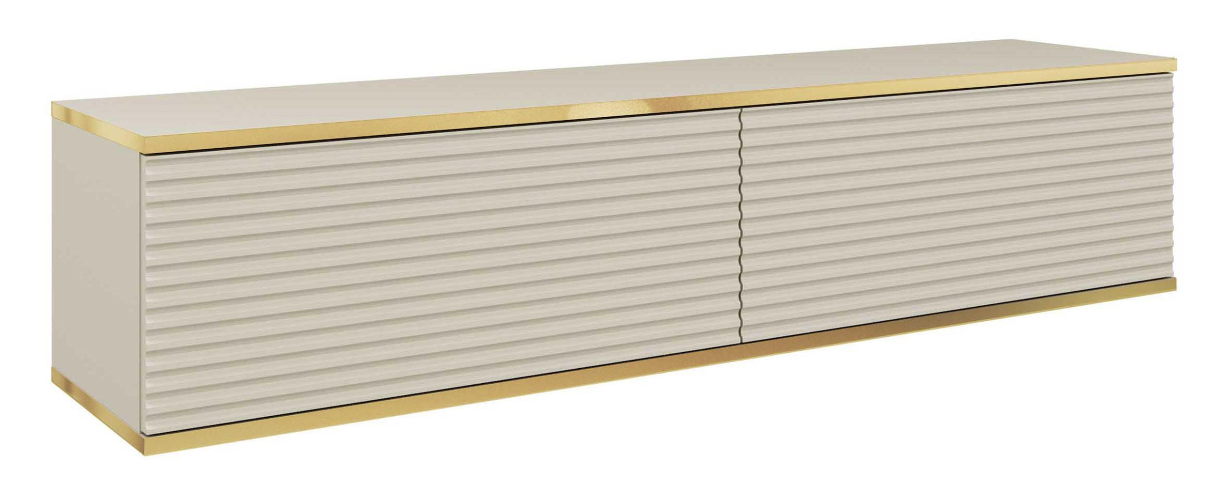 TV-HÄNGEBOARD Mucalma Beige mit geriffelten Fronten 135 cm - Beige, Holzwerkstoff (135/30/32cm) - Selsey