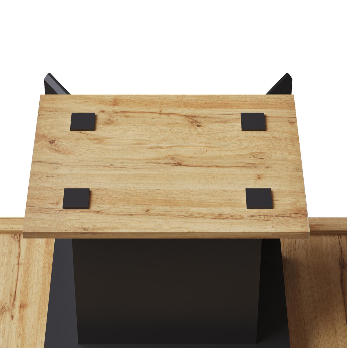 ESSTISCH 110-140/80/75 cm Schwarz/Natur aus MDF mit Auszug und Stauraum - Schwarz, Holzwerkstoff (110/80/75cm) - OKMYHOME