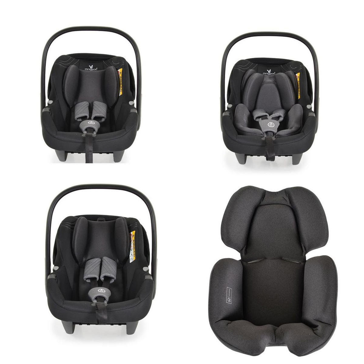 BABYSCHALE i-Size (40 - 83 cm) schwarz Gruppe 0+ Gurt, verstellbare Kopfstütze - Schwarz, Kunststoff (43/68/56cm) - Cangaroo
