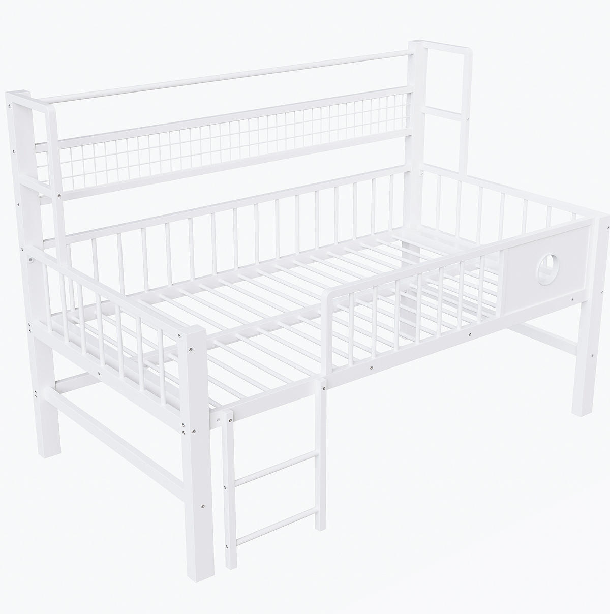 KINDERHOCHBETT niedrig mit Stauraum 90x200 cm Metall Weiß - Weiß, Metall (90/200cm) - Beauniv