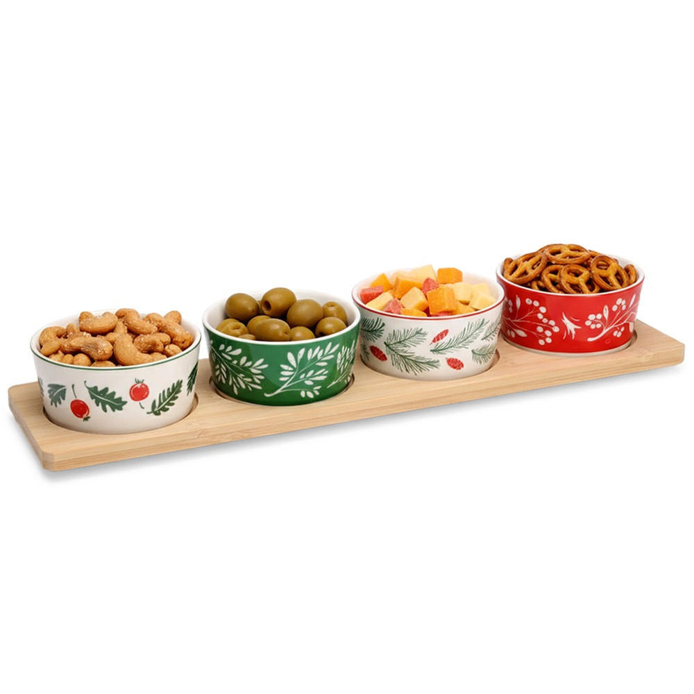 SNACKSCHALEN Porzellan auf Tablett 5 Stück. - Weiß, Keramik (10/38/4.5cm) - Excellent Houseware