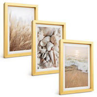 BILDER SET 3er Set - 20x30 cm Goldrahmen - Strandmotive, Muscheln, Wellen - Goldfarben, Kunststoff (20/30cm) - TULUP