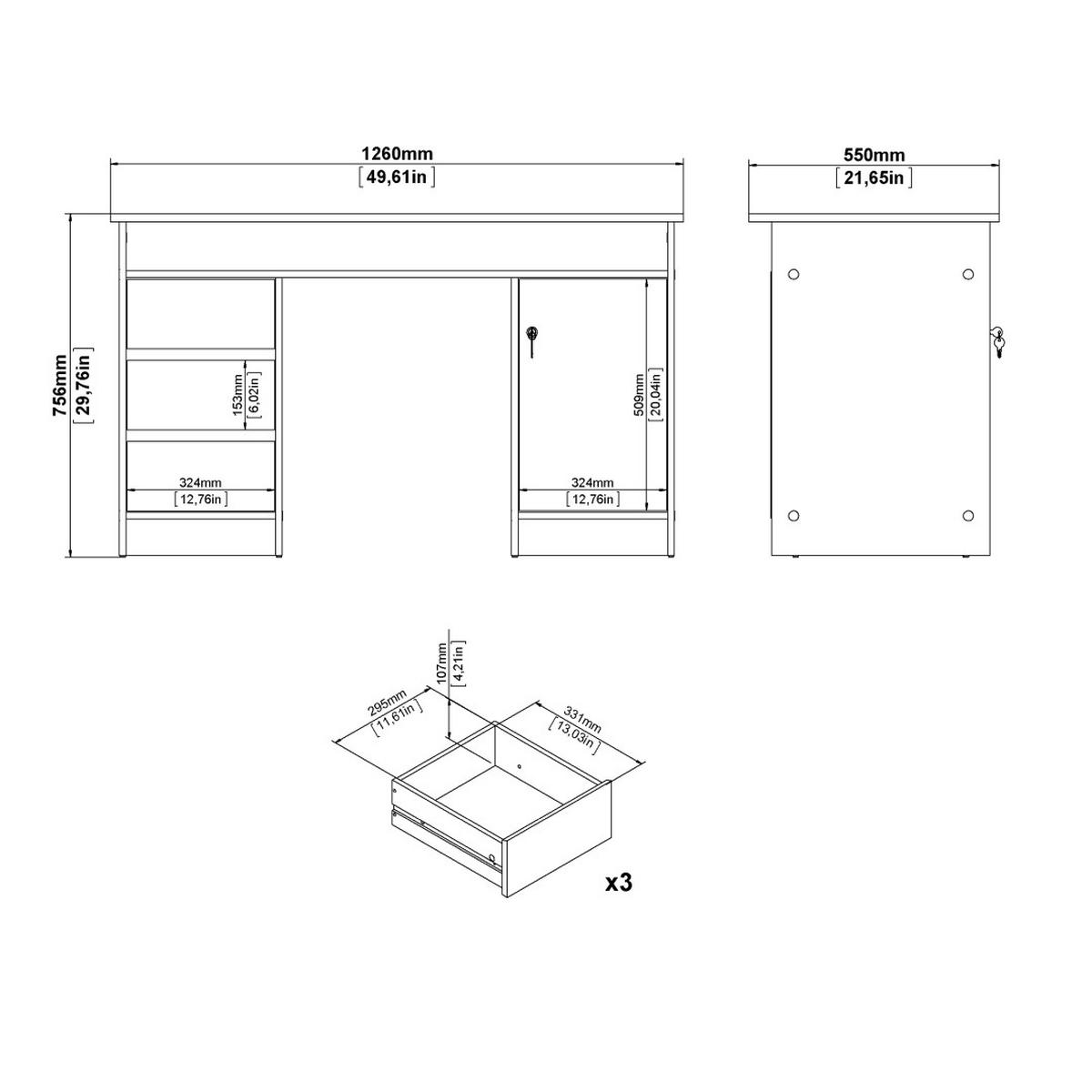 SCHREIBTISCH, FunctionPlus, Eiche, Holzwerkstoff, 126 x 55 x 76 cm - Eichefarben, Holzwerkstoff (55/126/76cm) - ebuy24