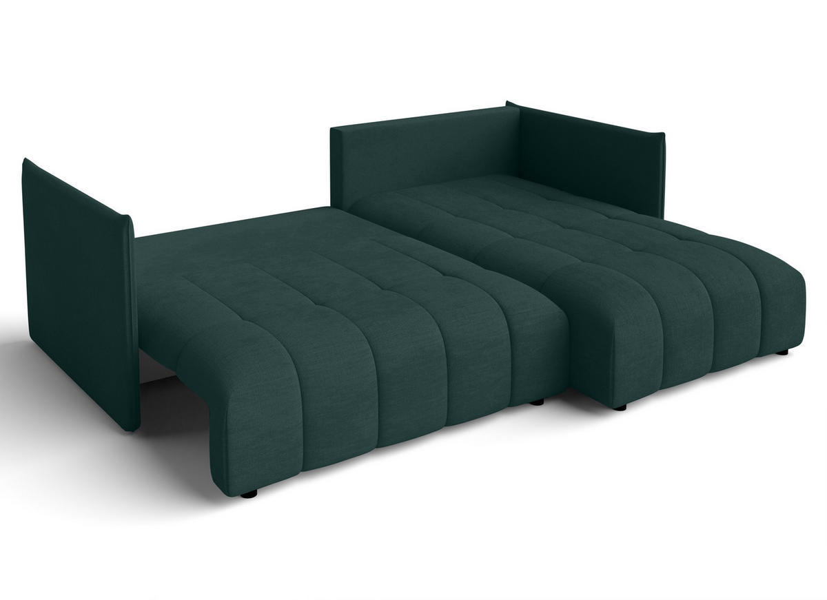 ECKSOFA L Form Cosmova Grün 245/182/83 cm mit Schlaffunktion - Schwarz/Grün, Kunststoff/Textil (245/182cm) - AX Living