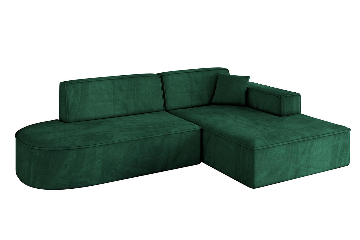 ECKSOFA Ottomane Rechts IREA-L1-v4 - 234x171x79 cm Grün - Smaragdgrün/Dunkelgrün, Holzwerkstoff/Textil (171/234cm) - ALTDECOR