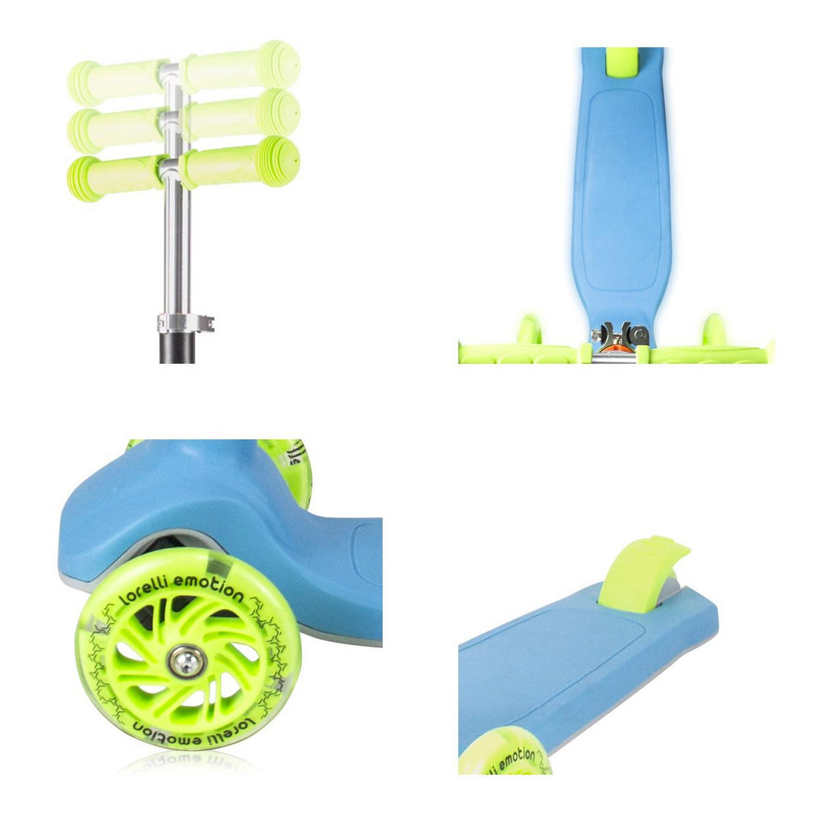 KINDERROLLER Yuppee hellblau 3 PU-Räder mit Licht, höhenverstellbar, Bremse - Blau, Metall (46/24/90cm) - Lorelli