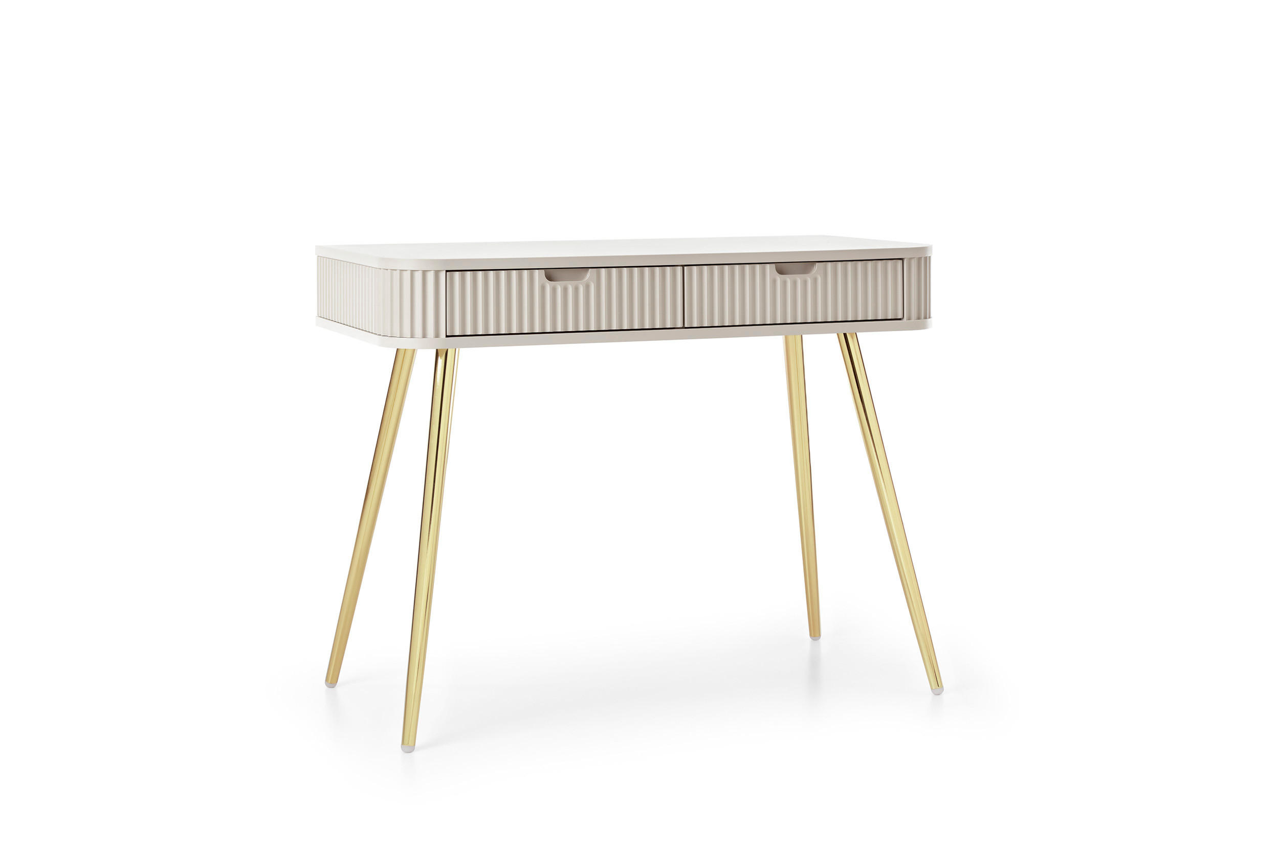 KONSOLENTISCH PORTO (Oval, Rillenfront, Cashmere Matt, Goldene Füße) - Kaschmir/Goldfarben, Holz/Holzwerkstoff (49/103/80cm) - Ravio