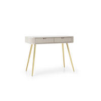 KONSOLENTISCH PORTO (Oval, Rillenfront, Cashmere Matt, Goldene Füße) - Kaschmir/Goldfarben, Holz/Holzwerkstoff (49/103/80cm) - Ravio