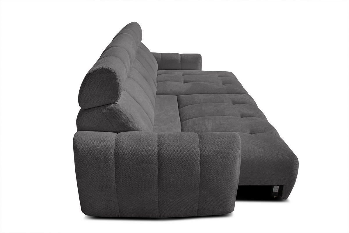 ECKSOFA KIMI 3-Sitzer, ausziehbarer Sitz, verstellbare Kopfstützen, dunkelgrau - Anthrazit/Schwarz, Holzwerkstoff/Textil (270/160cm) - Courtois Laville