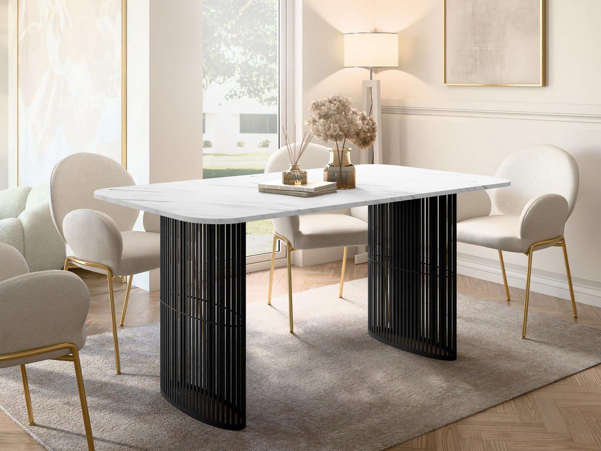 ESSTISCH Arcadia 160 - Schwarz/Weiß, Holzwerkstoff/Metall (90/160/76cm) - MIRJAN24