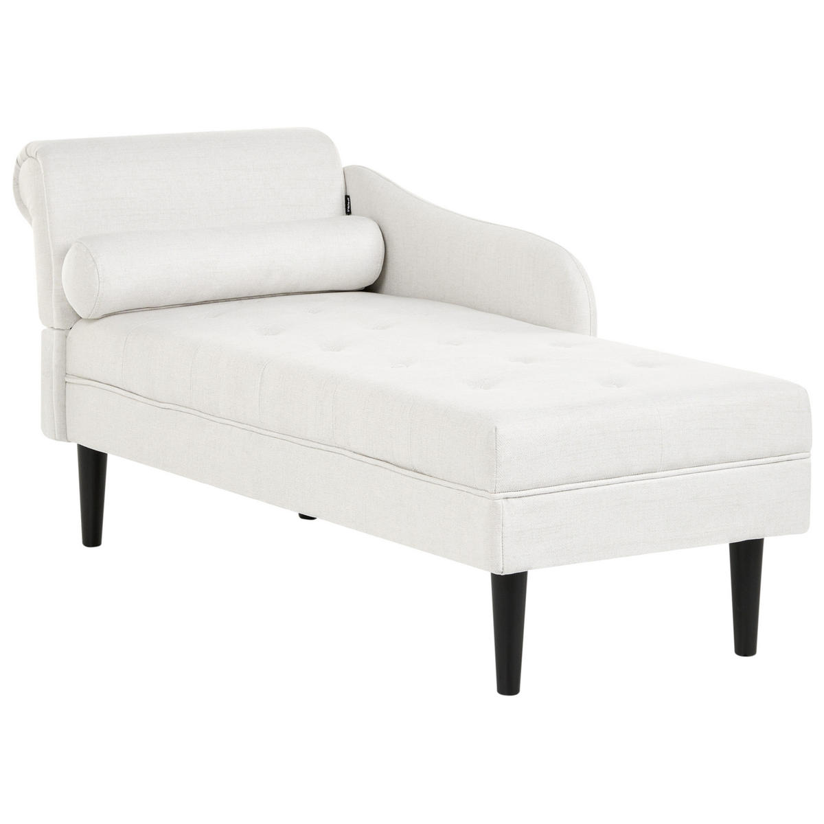 ČALOUNĚNÉ LEHÁTKO CHAISE LONGUE LEVOSTRANNÉ Látka Krémově bílé Yvoire - bílá/černá, textil (68/72/151cm) - Beliani