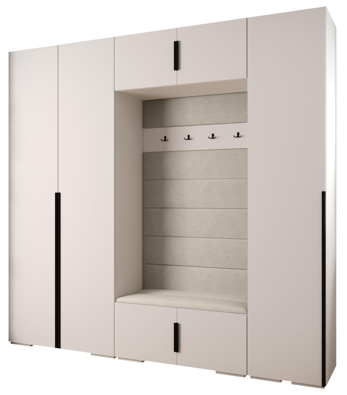 Abiks Möbel Garderoben-Set Weiß, Kaschmir, Schwarz 250x236.7x47 cm