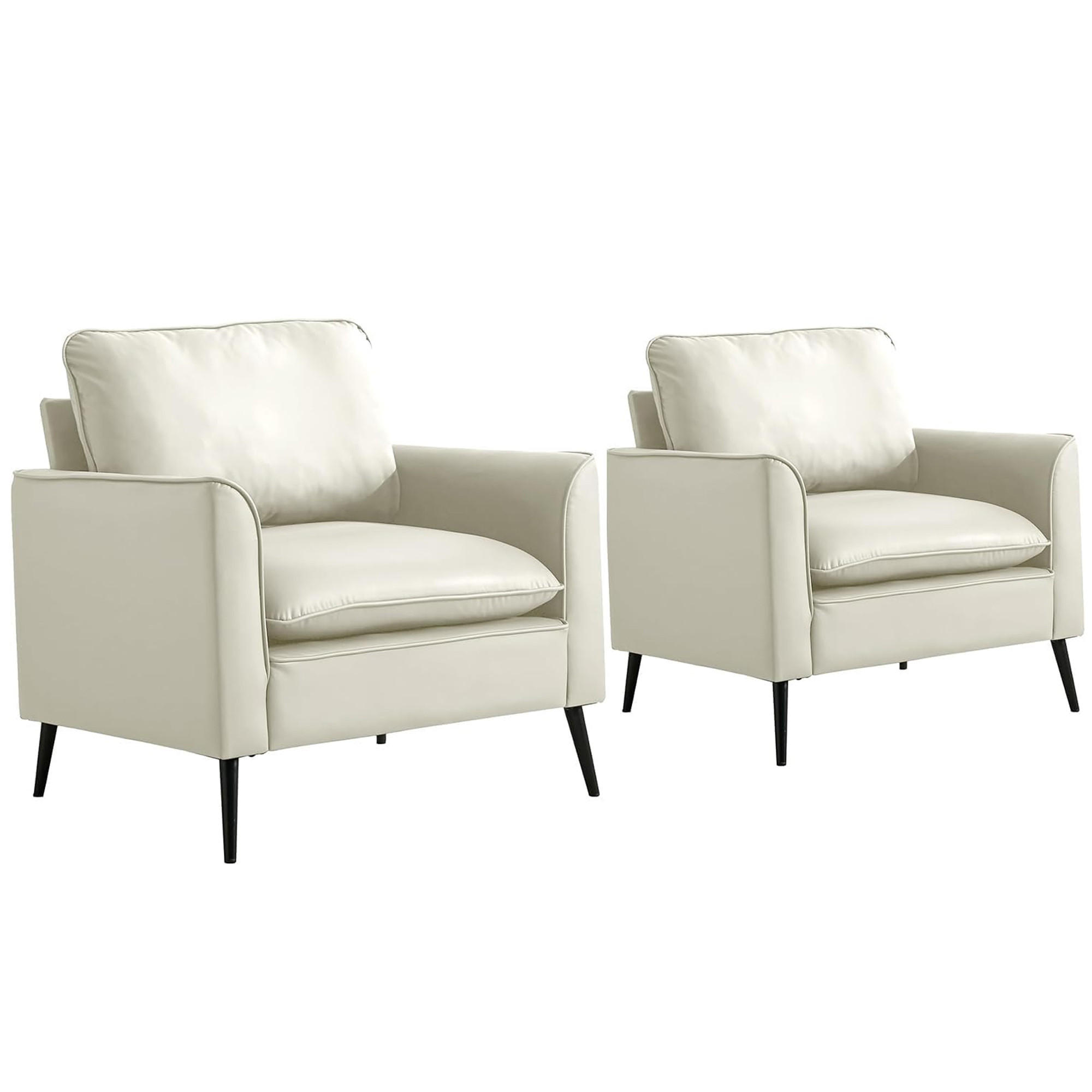 SESSEL Weiß mit Kopf- und Lendenkissen, Kunstleder - Schwarz/Weiß, Holzwerkstoff/Kunststoff (80/80/68cm) - CHICFURN