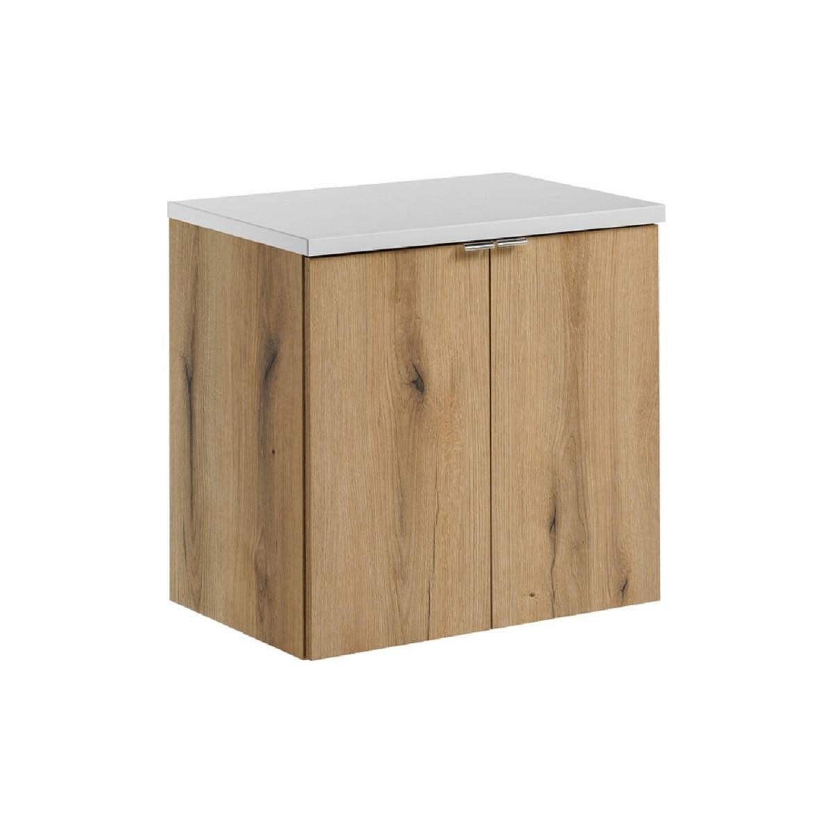 Milaros Markt Waschtischunterschrank Eiche Wotan, Weiß 60x57x40 cm