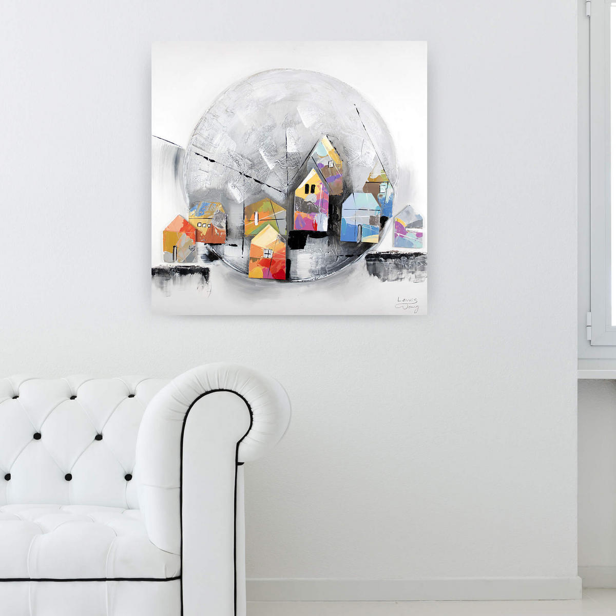 ACRYLBILD HANDGEMALT 80/80 cm - Grau, Holz/Textil (80/80cm) - KUNSTLOFT