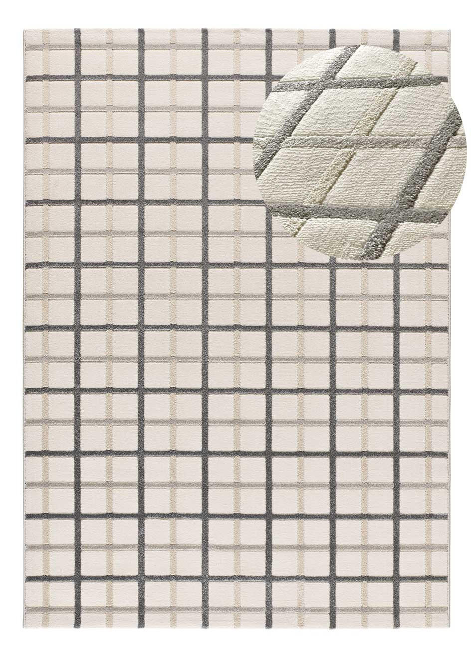WEBTEPPICH mit geometrischem Muster Grauer Karierter Karisma 133/190 cm - Weiß/Grau, Naturmaterialien/Textil (133/190cm) - Atticgo