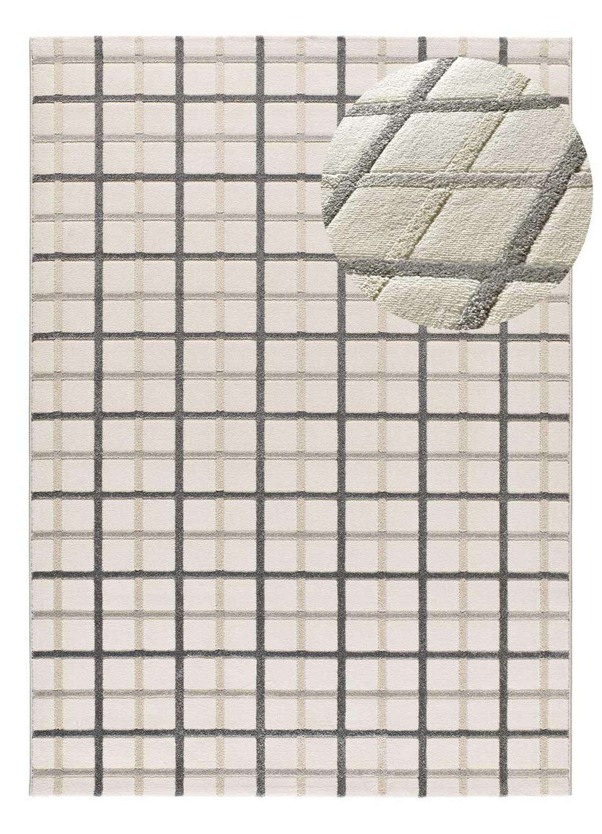 WEBTEPPICH mit geometrischem Muster Grauer Karierter Karisma 80/150 cm - Weiß/Grau, Naturmaterialien/Textil (80/150cm) - Atticgo