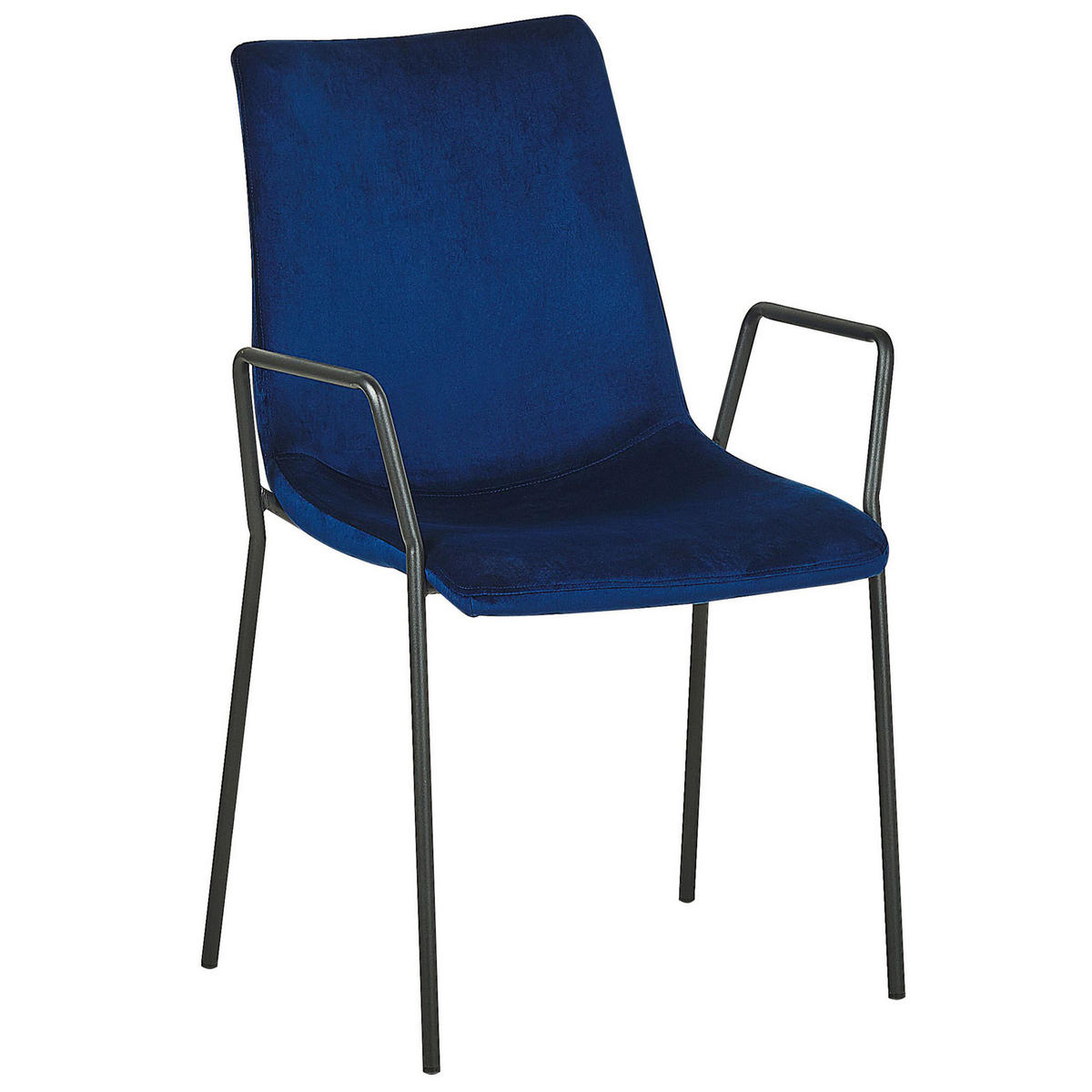 ESSZIMMERSTUHL 2er-Set Samtstoff Blau Jefferson - Blau, Textil/Metall (57/87/60cm) - Beliani