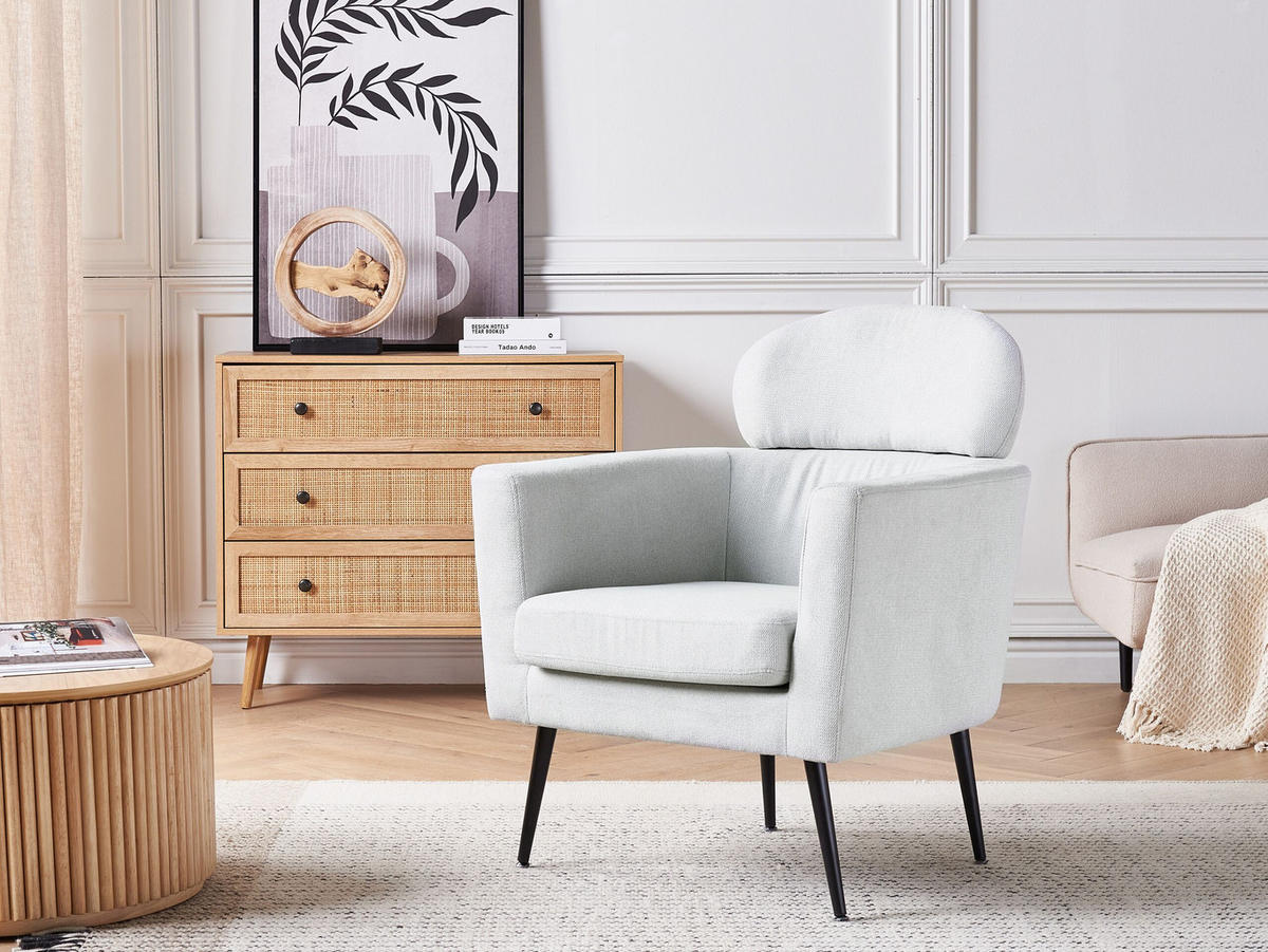 SESSEL Polsterbezug Grau Soby - Grau, Holz/Textil (76/91/70cm) - Beliani