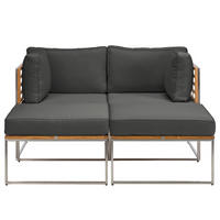 LOUNGESET - 4-teilig - Webstoff / Teak massiv - Anthrazit, Holz/Textil - home24