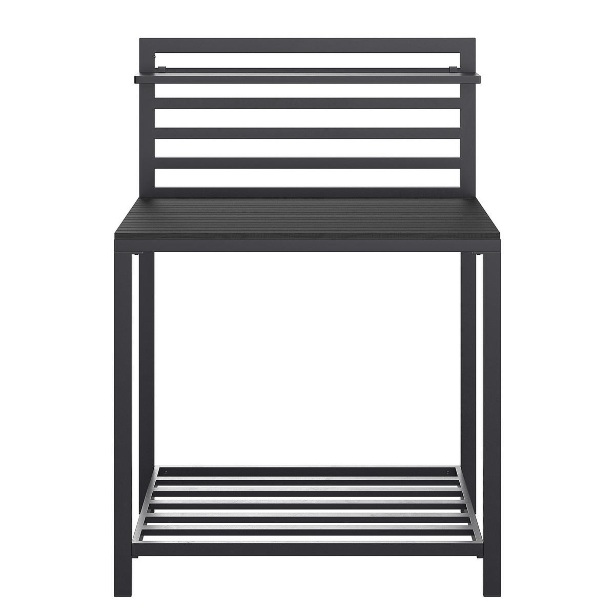 GARTENKÜCHENTISCH - Aluminium / Kunststoff - Schwarz - Schwarz, Kunststoff/Metall (62/90/127cm) - home24