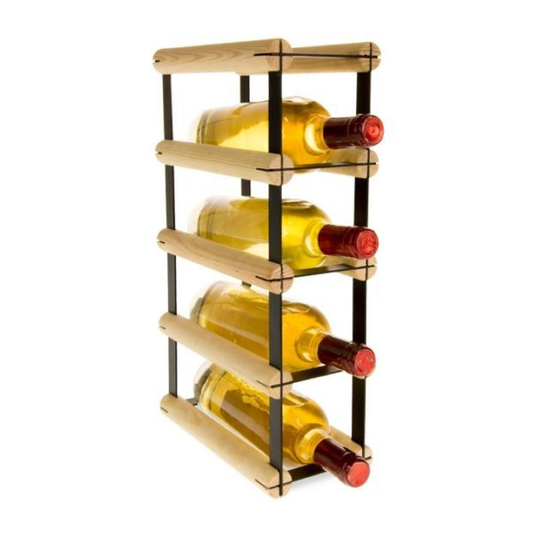 WEINREGAL Vinotega Mod Metal 42,5x12,5x24,5 cm 1x4 Flaschen Massives Kiefernholz Natur - Naturfarben, Holz (12.5/42.5/24.5cm) - PROREGAL
