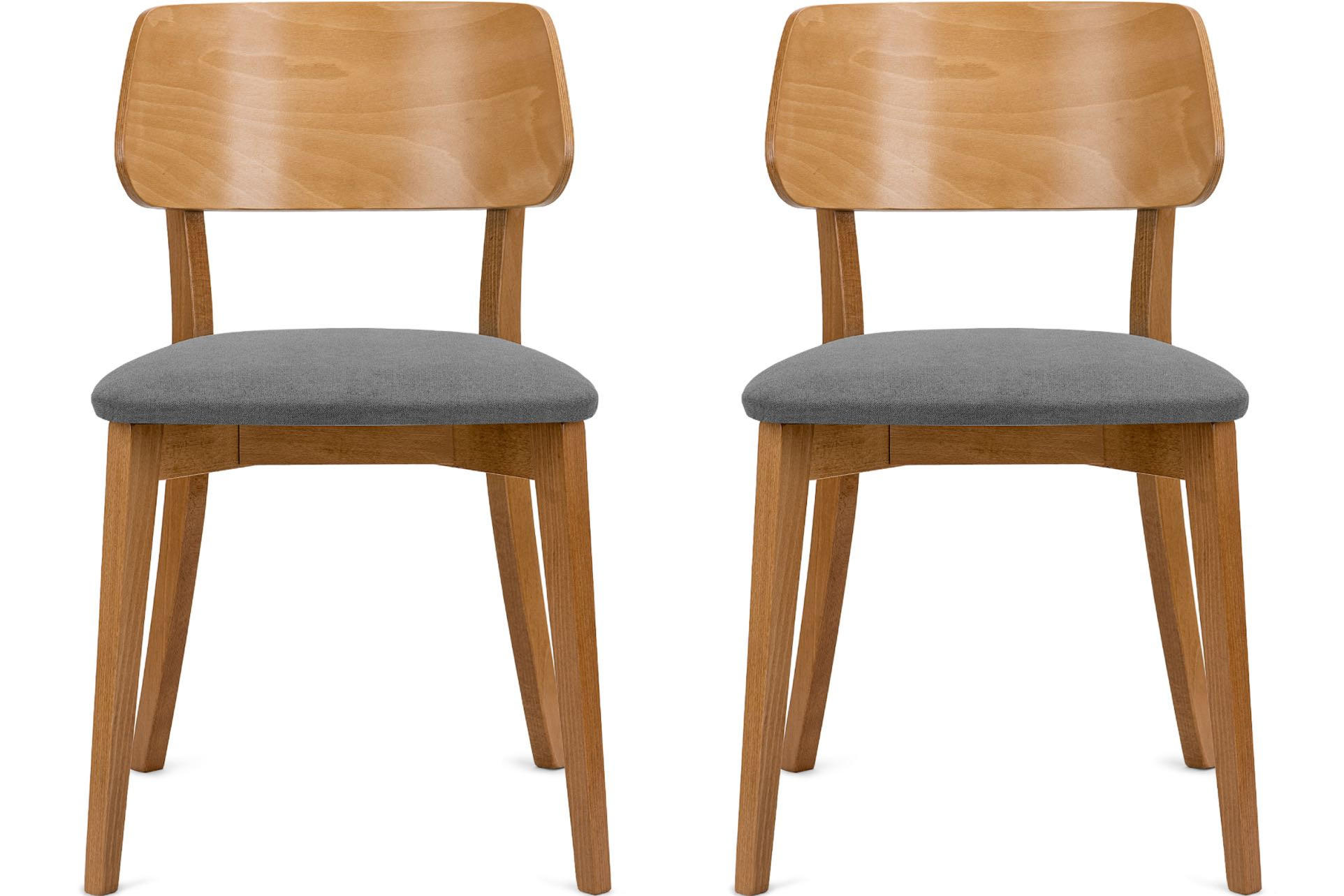 ESSZIMMERSTÜHLE VINIS (2er-Set), grau / Eiche hell - Eichefarben/Grau, Holz/Buchenholz (47/81/45cm) - KONSIMO®