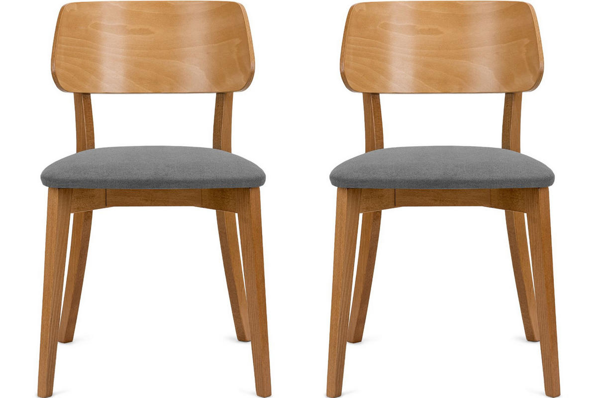 ESSZIMMERSTÜHLE VINIS (2er-Set), grau / Eiche hell - Eichefarben/Grau, Holz/Buchenholz (47/81/45cm) - KONSIMO®