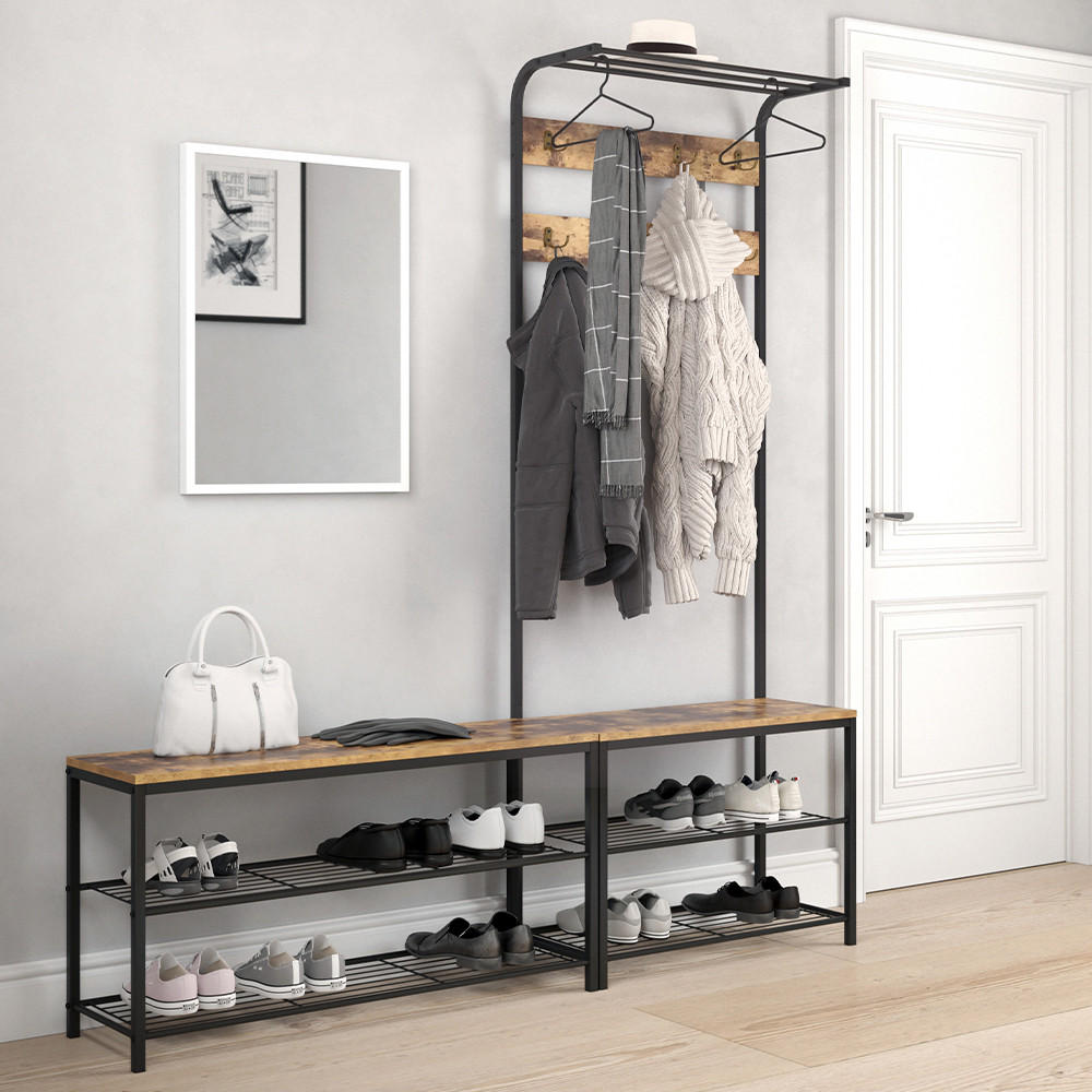 WANDGARDEROBE Fyrk Antikholz 70 x 190 cm - Alteiche/Schwarz, Holzwerkstoff (70/190/30cm) - Vicco