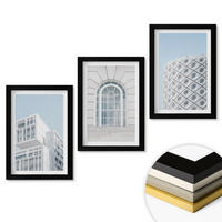 WANDBILDER 3er-Set - 20x30 cm Schwarzer Rahmen - Moderne Architekturgeometrie - Schwarz, Kunststoff (20/30cm) - ArtPrintCave
