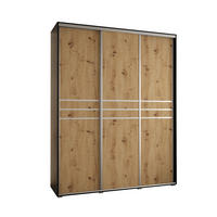 SCHWEBETÜRENSCHRANK 235,2/190/60 3-türig - Silberfarben/Schwarz, Holz/Metall (190/235/60cm) - Abiks Möbel