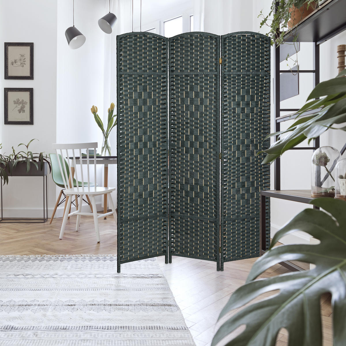 PARAVENT - Grau, Holz/Papier (120/170/2cm) - Relaxdays