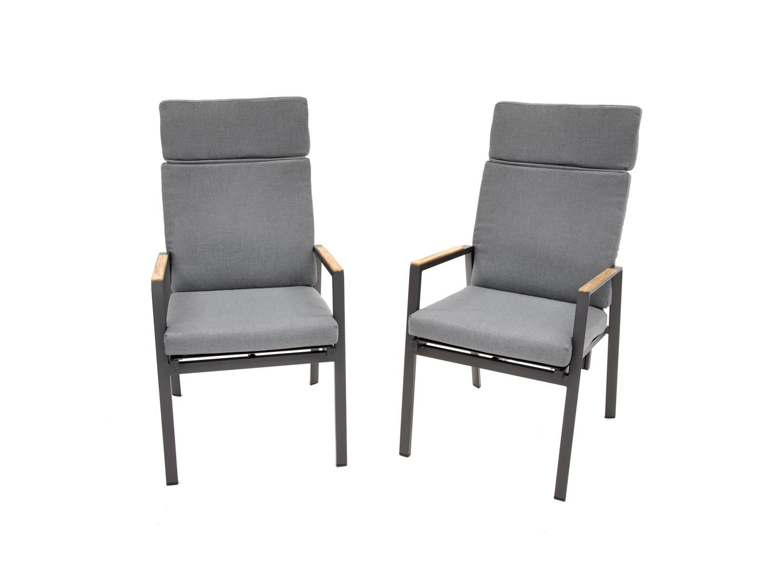 GARTEN-STAPELSTUHL Newport 2er-Set Anthrazit Aluminium Hochlehner verstellbare Lehne - Grau, Kunststoff (80/175/120cm) - bellavista - Home & Garden