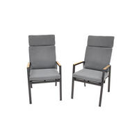 GARTEN-STAPELSTUHL Newport 2er-Set Anthrazit Aluminium Hochlehner verstellbare Lehne - Grau, Kunststoff (80/175/120cm) - bellavista - Home & Garden