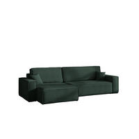 ECKSOFA Mit Schlaffunktion Und Bettkasten, Eckcouch BEST XL Stoff Poso Dicker Cord Grün Links - Schwarz/Grün, Holz/Kunststoff (142/274cm) - Kaiser Möbel