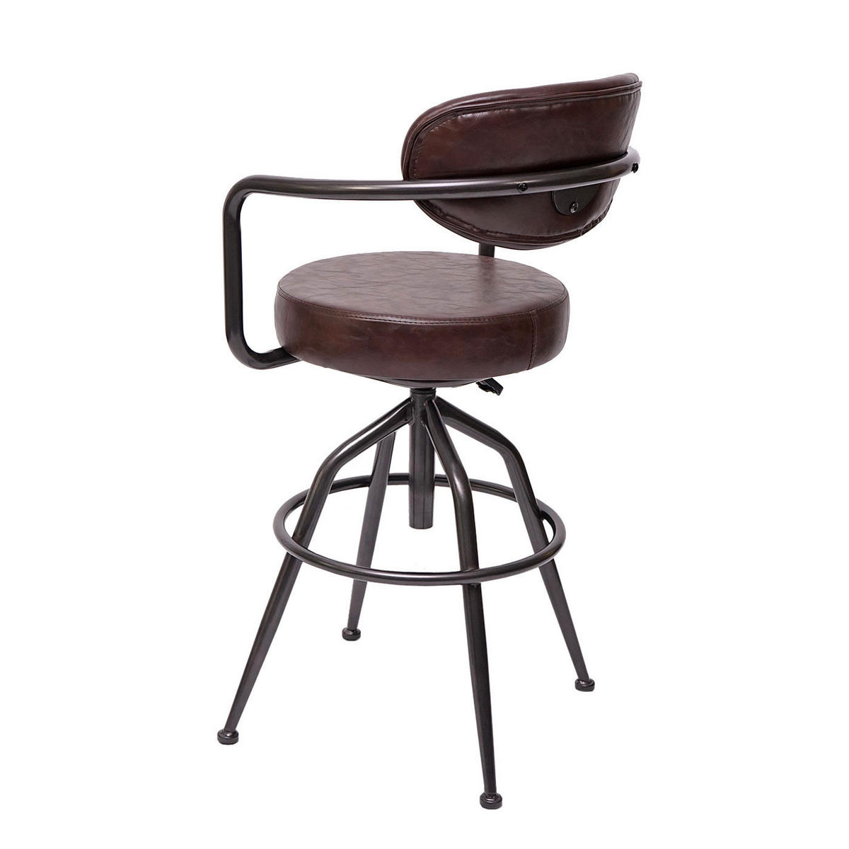 BARHOCKER gepolstert mit Lehne Sitzhöhe 66-76cm höhenverstellbar Wildleder-Optik vintage Braun - Dunkelbraun, Kunststoff (53/106/43cm) - PROREGAL