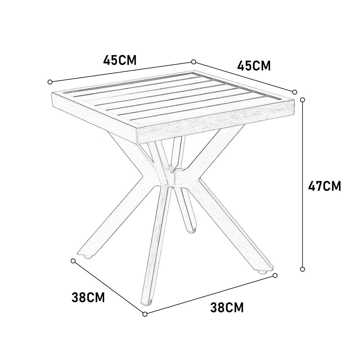 BEISTELLTISCH 45/45/47 cm dunkelbraun aus Aluminium wetterfest - Dunkelbraun, Metall (45/45/47cm) - OKWISH