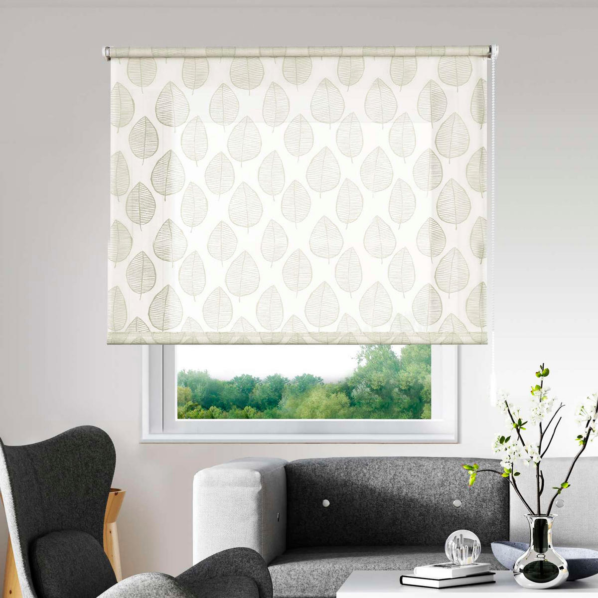 ROLLO Natürlich Grün, 120 cm x 180 cm - Grün, Kunststoff (120/180cm) - STORESDECO