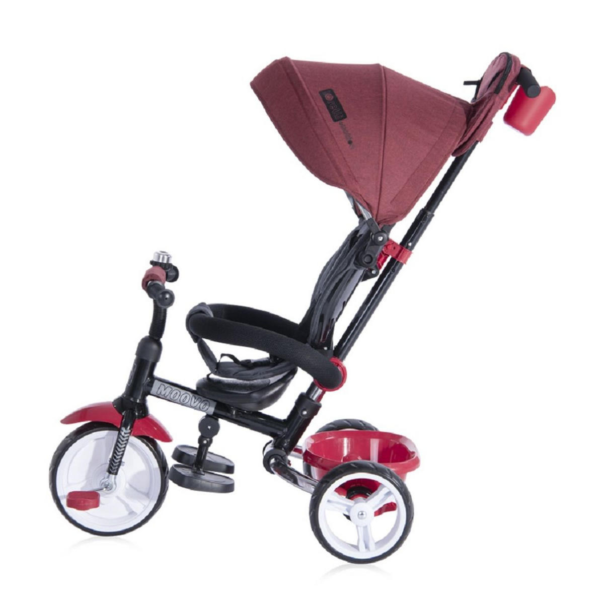 DREIRAD Moovo dunkelrot EVA-Reifen faltbar Lenkstange Becherhalter verstellbar - Rot, Metall (120/55/104cm) - Lorelli