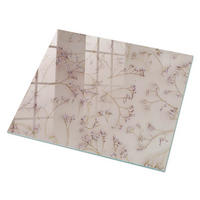 GLASPLATTE 80x60 cm – Blumenmuster - Blau, Glas (0.4/80/60cm) - ArtPrintCave