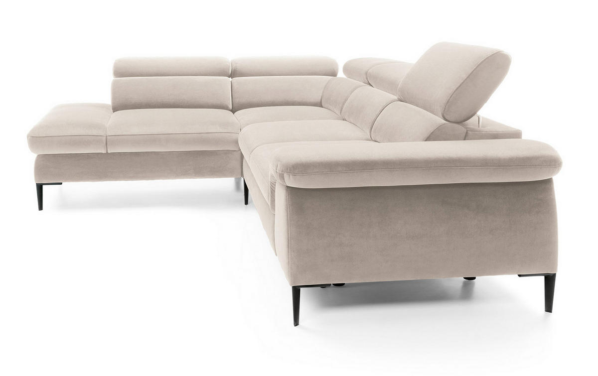 SCHLAFSOFA 280 cm Amaro L mit verstellbaren Kopfstützen, Links, Creme - Creme, Holz (280/214cm) - Emporius