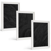 BILDER SET 3er Set - 40x60 cm Weißer Rahmen - Dunkler Marmor, elegante Texturen - Weiß, Kunststoff (40/60cm) - TULUP