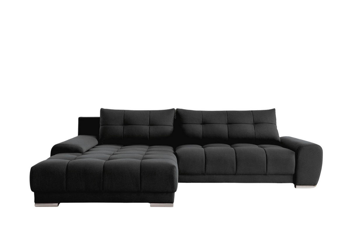 ECKSOFA WAVE Mit Schlaffunktion, Stoff SORO, Schwarz Links - Schwarz, Holz (105/281cm) - Kaiser Möbel